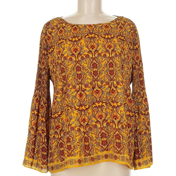 Max Studio Tops - NWT $Max Studio Yellow and Red Patterned Blouse
